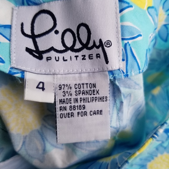 Lily Pulitzer Blue Yellow Floral Skirt Side Bows - Picture 5 of 8